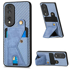 Coque Ultra Fine Silicone Souple Housse Etui avec Aimante Magnetique S03D pour Huawei Honor 80 Pro 5G Bleu