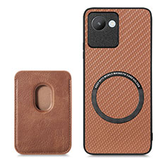 Coque Ultra Fine Silicone Souple Housse Etui avec Aimante Magnetique S03D pour Realme C30s Marron