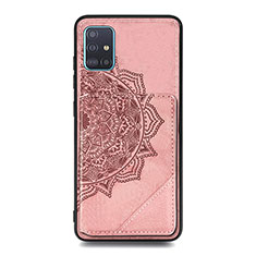 Coque Ultra Fine Silicone Souple Housse Etui avec Aimante Magnetique S03D pour Samsung Galaxy A51 4G Or Rose