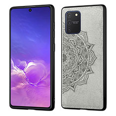 Coque Ultra Fine Silicone Souple Housse Etui avec Aimante Magnetique S03D pour Samsung Galaxy A91 Gris