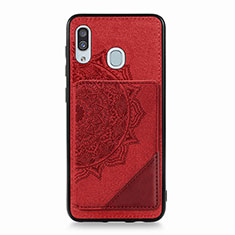 Coque Ultra Fine Silicone Souple Housse Etui avec Aimante Magnetique S03D pour Samsung Galaxy M10S Rouge
