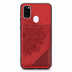 Coque Ultra Fine Silicone Souple Housse Etui avec Aimante Magnetique S03D pour Samsung Galaxy M21 Rouge