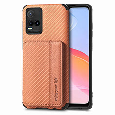 Coque Ultra Fine Silicone Souple Housse Etui avec Aimante Magnetique S03D pour Vivo Y21 Marron