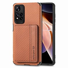 Coque Ultra Fine Silicone Souple Housse Etui avec Aimante Magnetique S03D pour Xiaomi Poco X4 NFC Marron