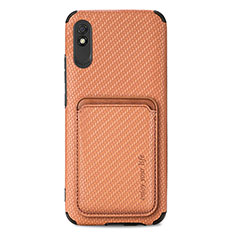 Coque Ultra Fine Silicone Souple Housse Etui avec Aimante Magnetique S03D pour Xiaomi Redmi 9AT Marron