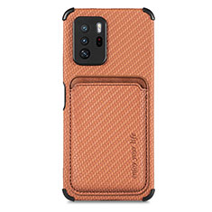 Coque Ultra Fine Silicone Souple Housse Etui avec Aimante Magnetique S03D pour Xiaomi Redmi Note 10 Pro 5G Marron