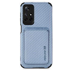 Coque Ultra Fine Silicone Souple Housse Etui avec Aimante Magnetique S03D pour Xiaomi Redmi Note 11 5G Bleu