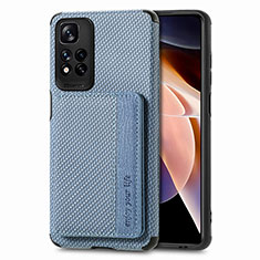 Coque Ultra Fine Silicone Souple Housse Etui avec Aimante Magnetique S03D pour Xiaomi Redmi Note 11 Pro+ Plus 5G Bleu