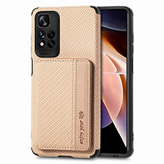 Coque Ultra Fine Silicone Souple Housse Etui avec Aimante Magnetique S03D pour Xiaomi Redmi Note 11 Pro+ Plus 5G Or