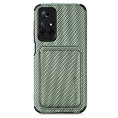 Coque Ultra Fine Silicone Souple Housse Etui avec Aimante Magnetique S03D pour Xiaomi Redmi Note 11S 5G Vert