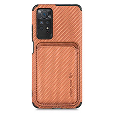 Coque Ultra Fine Silicone Souple Housse Etui avec Aimante Magnetique S03D pour Xiaomi Redmi Note 12 Pro 4G Marron