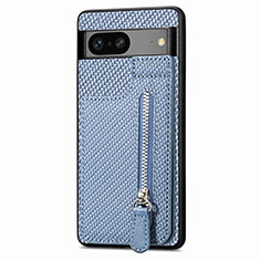 Coque Ultra Fine Silicone Souple Housse Etui avec Aimante Magnetique S04D pour Google Pixel 7a 5G Bleu