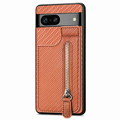 Coque Ultra Fine Silicone Souple Housse Etui avec Aimante Magnetique S04D pour Google Pixel 7a 5G Marron