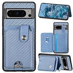 Coque Ultra Fine Silicone Souple Housse Etui avec Aimante Magnetique S04D pour Google Pixel 8 Pro 5G Bleu