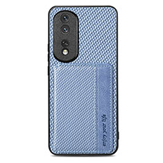 Coque Ultra Fine Silicone Souple Housse Etui avec Aimante Magnetique S04D pour Huawei Honor 80 Pro 5G Bleu