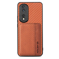 Coque Ultra Fine Silicone Souple Housse Etui avec Aimante Magnetique S04D pour Huawei Honor 80 Pro Flat 5G Marron