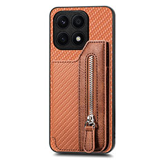 Coque Ultra Fine Silicone Souple Housse Etui avec Aimante Magnetique S04D pour Huawei Honor X8a 4G Marron