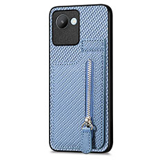 Coque Ultra Fine Silicone Souple Housse Etui avec Aimante Magnetique S04D pour Realme C30 Bleu