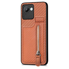 Coque Ultra Fine Silicone Souple Housse Etui avec Aimante Magnetique S04D pour Realme C30 Marron