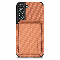 Coque Ultra Fine Silicone Souple Housse Etui avec Aimante Magnetique S04D pour Samsung Galaxy S21 FE 5G Marron