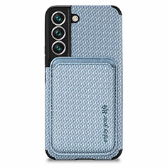 Coque Ultra Fine Silicone Souple Housse Etui avec Aimante Magnetique S04D pour Samsung Galaxy S22 Plus 5G Bleu