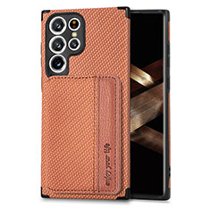 Coque Ultra Fine Silicone Souple Housse Etui avec Aimante Magnetique S04D pour Samsung Galaxy S24 Ultra 5G Marron