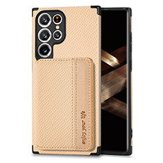 Coque Ultra Fine Silicone Souple Housse Etui avec Aimante Magnetique S04D pour Samsung Galaxy S24 Ultra 5G Or