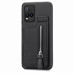 Coque Ultra Fine Silicone Souple Housse Etui avec Aimante Magnetique S04D pour Vivo Y21 Noir