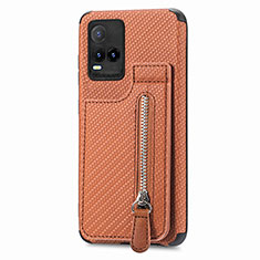 Coque Ultra Fine Silicone Souple Housse Etui avec Aimante Magnetique S04D pour Vivo Y21a Marron