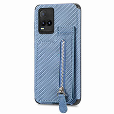 Coque Ultra Fine Silicone Souple Housse Etui avec Aimante Magnetique S04D pour Vivo Y21s Bleu