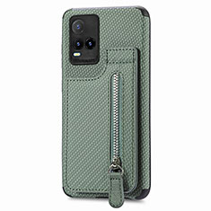 Coque Ultra Fine Silicone Souple Housse Etui avec Aimante Magnetique S04D pour Vivo Y21s Vert