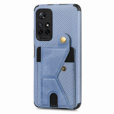 Coque Ultra Fine Silicone Souple Housse Etui avec Aimante Magnetique S04D pour Xiaomi Poco M4 Pro 5G Bleu