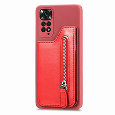 Coque Ultra Fine Silicone Souple Housse Etui avec Aimante Magnetique S04D pour Xiaomi Redmi Note 11 4G (2022) Rouge