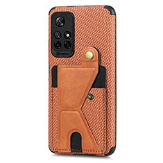 Coque Ultra Fine Silicone Souple Housse Etui avec Aimante Magnetique S04D pour Xiaomi Redmi Note 11 5G Marron