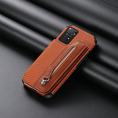 Coque Ultra Fine Silicone Souple Housse Etui avec Aimante Magnetique S04D pour Xiaomi Redmi Note 11 Pro 5G Marron