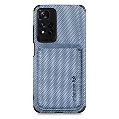 Coque Ultra Fine Silicone Souple Housse Etui avec Aimante Magnetique S04D pour Xiaomi Redmi Note 11 Pro+ Plus 5G Bleu