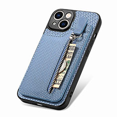 Coque Ultra Fine Silicone Souple Housse Etui avec Aimante Magnetique S05D pour Apple iPhone 14 Bleu