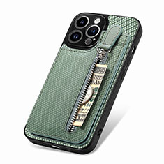 Coque Ultra Fine Silicone Souple Housse Etui avec Aimante Magnetique S05D pour Apple iPhone 14 Pro Max Vert