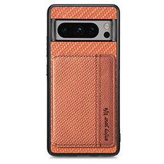 Coque Ultra Fine Silicone Souple Housse Etui avec Aimante Magnetique S05D pour Google Pixel 8 Pro 5G Marron