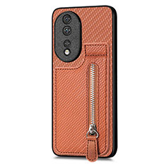 Coque Ultra Fine Silicone Souple Housse Etui avec Aimante Magnetique S05D pour Huawei Honor 80 5G Marron