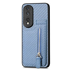 Coque Ultra Fine Silicone Souple Housse Etui avec Aimante Magnetique S05D pour Huawei Honor 80 Pro 5G Bleu