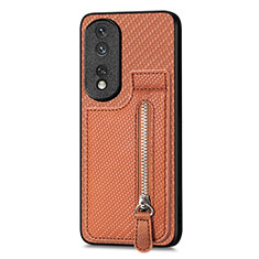 Coque Ultra Fine Silicone Souple Housse Etui avec Aimante Magnetique S05D pour Huawei Honor 80 Pro Flat 5G Marron