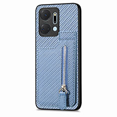 Coque Ultra Fine Silicone Souple Housse Etui avec Aimante Magnetique S05D pour Huawei Honor X7a Bleu