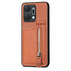 Coque Ultra Fine Silicone Souple Housse Etui avec Aimante Magnetique S05D pour Huawei Honor X7a Marron