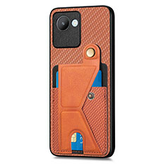 Coque Ultra Fine Silicone Souple Housse Etui avec Aimante Magnetique S05D pour Realme C30 Marron