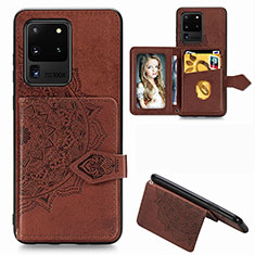 Coque Ultra Fine Silicone Souple Housse Etui avec Aimante Magnetique S05D pour Samsung Galaxy S20 Ultra 5G Marron