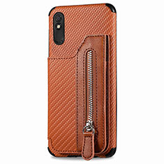 Coque Ultra Fine Silicone Souple Housse Etui avec Aimante Magnetique S05D pour Xiaomi Redmi 9i Marron