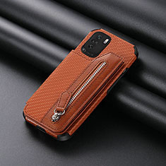 Coque Ultra Fine Silicone Souple Housse Etui avec Aimante Magnetique S05D pour Xiaomi Redmi K40 5G Marron