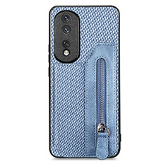 Coque Ultra Fine Silicone Souple Housse Etui avec Aimante Magnetique S06D pour Huawei Honor 80 Pro Flat 5G Bleu