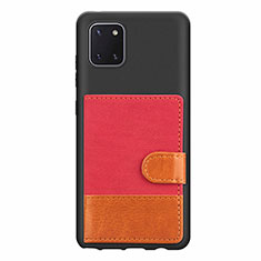 Coque Ultra Fine Silicone Souple Housse Etui avec Aimante Magnetique S06D pour Samsung Galaxy A81 Rouge